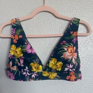 Kona Sol Floral Bikini Top - Navy and Yellow